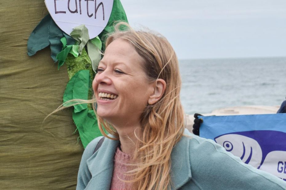 Sian Berry at the Brighton climate march 2024, credit Will Colebourne