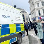 Sian Berry in Brighton City Centre looking at a police facial recognition van being deployed in Jan 2026